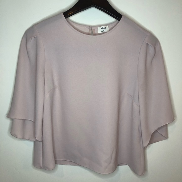 Wilfred bell-sleeve cropped blouse in pale lilac, extra small - Picture 1 of 7